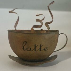 RUSTIC METAL LATTE COFFE CUP WALL DECOR COFFEE BAR KITCHEN SIGN Michael  ALAN